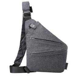 Kexpery Herren-Mode-Brusttasche, Reise-Umhängetasche, großes Fassungsvermögen, multifunktionale Gürteltasche, Verstellbarer Riemen, ergonomische Mini-Umhängetasche (graue Linke Schulter) von Kexpery