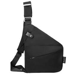 Kexpery Herren-Mode-Brusttasche, kleine Hüfttasche, großes Fassungsvermögen, multifunktionale Gürteltasche, Verstellbarer Riemen, ergonomische Mini-Umhängetasche (schwarz, Linke Schulter) von Kexpery