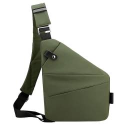 Kexpery Herrenmode-Brusttasche, multifunktionale Gürteltasche, große Kapazität, einfache Umhängetasche, Diebstahlschutztasche, Verstellbarer Riemen, ergonomische Hüfttasche (Armeegrün, Linke von Kexpery