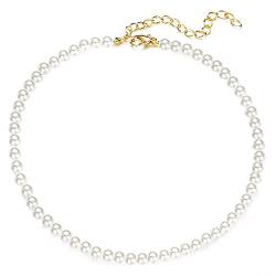 Kexpery Imitationsperlen-Halskette, runder Charm-Schlüsselbein-Halskette für Frauen und Mädchen, Geschenke von Kexpery