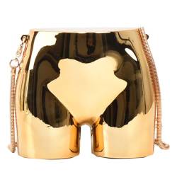 Kexpery Lustige Po-Form, einzigartige Umhängetasche, Acryl, Umhängetasche, Kettenriemen, stilvolle Damentasche, Damen-Abend-Clutch, Handtaschen (Gold) von Kexpery