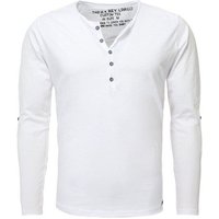 Key Largo Henleyshirt Ginger vintage Look uni Basic MLS00038 mit Knopfleiste unifarben langarm slim fit von Key Largo