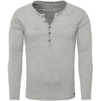 Key Largo Henleyshirt Ginger vintage Look uni Basic MLS00038 mit Knopfleiste unifarben langarm slim fit von Key Largo