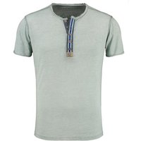 Key Largo T-Shirt für Herren Arena button vintage Look MT00023 mit Knopfleiste unifarben kurzarm slim fit von Key Largo