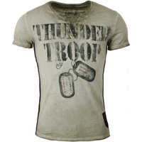 Key Largo T-Shirt für Herren Thunder Troop button Army Print Motiv vintage Look MT00114 V-Auschnitt bedruckt kurzarm slim fit von Key Largo