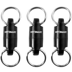 KeySmart MagConnect - Magnetischer Schlüsselanhänger - Schnell und sicher Schlüssel anbringen und lösen - Lässt sich einfach an Tasche, Geldbörse und Gürtel anbringen (3er Pack, Schwarz) von KeySmart