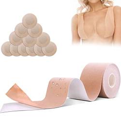 Keyck Klebe BH Push Up Brust Tape Rückenfrei Trägerloser BH Unsichtbare Wasserdicht Boobietape Lift Up Body Tape mit 6 Paar Nipple Cover Nippelpads für Brautkleid Abendkleid Ballkleid A-H Cup von Keyck