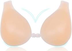 Keyck Klebe BH Push-Up Trägerlosen Rückenfreier BH Silikon Invisible Strapless Bra,Unsichtbar Atmungsaktiv Hautfarbe BH Wiederverwendbare Selbstklebender Backless Bra Abendkleid/Partys/Hochzeit,B Cup von Keyck