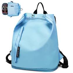 Keyck Sportrucksack Wasserdicht Sporttasche Rucksack mit Schuhfach & Nasstasche Leichtgewicht Reiserucksack Damen Herren Backpack Oxford Freizeitrucksack für Reisen Fitness Einkaufen Schwimmen,Blau von Keyck