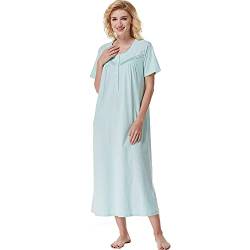 Keyocean Nachthemd Damen, weiche Baumwolle Bequeme leichte Kurze Ärmel Damen Schlafkleid, hellgrün, XX-Large von Keyocean