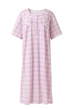 Keyocean Nachthemden aus Baumwolle für Damen, weiche Bequeme leichte Kurze Ärmel Sommer Damen Nachthemd, Lila Karo, XX-Large von Keyocean