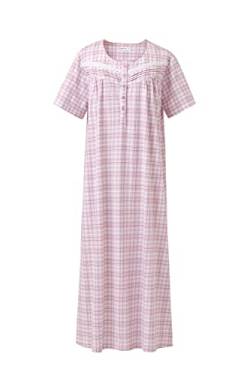 Keyocean Sommer-Frauen-Nachthemden, weiche bequeme 100% Baumwolle leichte kurze Ärmel Damen Nachthemd, Lila Plaid, L von Keyocean