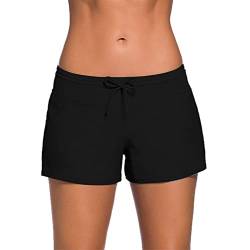 Kfnire Badeshorts Damen Schwimmhose Boardshorts, Basisch Badehose Damen Sommer UV Schutz Kurze Hose Schnell Trocknend Badeshorts für Damen Bikini Hose von Kfnire