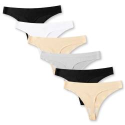Kfnire Tanga Damen String Nahtlos Atmungsaktiv Unterwäsche Frauen Unsichtbarer Unterhosen Damen Tanga, 6er-Pack von Kfnire