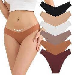 Kfnire Unterwäsche Damen Slip Nahtlose Unsichtbare V Taille Unterwäsche Frauen Atmungsaktive Unterhosen Seamless Slips Damen, 6er Pack Niedriger Taille Panties Hipsters für Damen von Kfnire