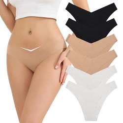 Kfnire Unterwäsche Damen Slip Nahtlose Unsichtbare V Taille Unterwäsche Frauen Atmungsaktive Unterhosen Seamless Slips Damen, 6er Pack Niedriger Taille Panties Hipsters für Damen von Kfnire