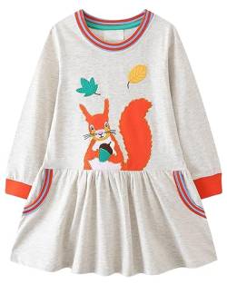 Kleid Mädchen Langarm Baumwolle Jersey A-Linie Freizeitkleidn Einhorn Kleider für Mädchen Gr. 85-90 von Kfnire