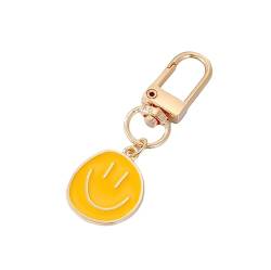 KiErx Schlüsselanhänger 2 Stück Legierung Smiley Schlüsselanhänger Rucksack Handtasche Schlüsselanhänger Auto Schlüsselanhänger, Gelb von KiErx