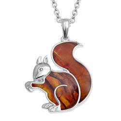 Kiara Jewellery Squirrel - Eichhörnchen Pendant Necklace Inlaid With Natural Brownish Red Paua Abalone Shell on 18" Trace Chain. Anti Tarnish Plating von Kiara Jewellery