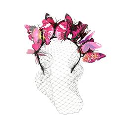 Kichvoe 1stk Schmetterlings-stirnband Kopfbedeckung Braut Schleier Kopfschmuck Facinators Hüte Für Damen Fascinator-stirnband Für Damen Tea-party-hut Heiligenschein Kind Böhmen Plastik von Kichvoe