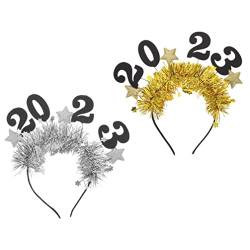 Kichvoe 2St neues jahr stirnband Krippendekoration Haarband aus Metall Tiara Haargummi Silvester-Party-Dekoration lustiges Haarband Kleidung Partybedarf Latte-Kunst schmücken von Kichvoe