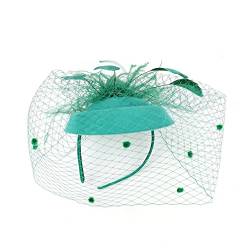 Kichvoe Braut Haarspange Fascinator Schleier Grün Fascinator Stirnband Hut für Damen Tea Party Hut Europ?ischer Stil Fascinator Haarschmuck für Hochzeit Brautgrün Fascinator Damen von Kichvoe