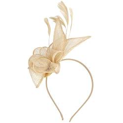 Kichvoe Cocktailparty-hut Fascinator-stirnband Für Damen Mesh-stirnband Hochzeit Hut Blumen-haarspangen Fascinator-hüte Für Frauen Stirnband Für Die Teeparty Fräulein Exquisit Hanf Feder von Kichvoe