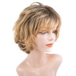 Kichvoe Kurze Gewellte Haarperücke Perücke Mit Für Frauen Natürlich Aussehende Kunstfaser-Perücken Flauschige Bob-Perücke von Kichvoe