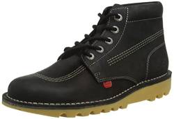 Kickers Unisex Kick Hi Klassische, extra bequem, zusätzliche Haltbarkeit, Premium-Qualität Stiefelette, schwarz/weiß, 45 EU von Kickers