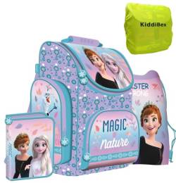 KiddiBex Frozen Schulranzen Set 4-tlg. - Schulranzen Mädchen 1. Klasse, Eiskönigin Elsa - Grundschule Schultasche Ranzen - Ergonomischer Schulrucksack von KiddiBex