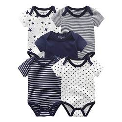 Kiddiezoom Baby-Body, Hose, Kleinkinder-Einteiler, Bekleidungs-Sets für Jungen und Mädchen aus Baumwolle, Mützen, Kratzfäustlinge Gr. 68, 5er-Pack Navy Sea Bodysuits von Kiddiezoom