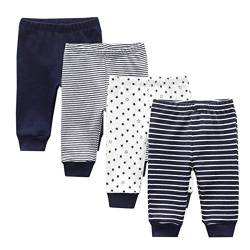 Kiddiezoom Baby-Body, Hose, Kleinkinder-Einteiler, Bekleidungs-Sets für Jungen und Mädchen aus Baumwolle, Mützen, Kratzfäustlinge Gr. 74, 4er-Pack Hose_2 von Kiddiezoom