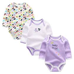 Kiddiezoom Baby-Body, kurzärmelig, für Jungen und Mädchen, Schlafanzug, Baumwolle, 3 Stück Gr. 80, Langarm_8 von Kiddiezoom