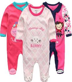 Kiddiezoom Baby-Jungen Mädchen Schlafstrampler, 3er Pack von Kiddiezoom