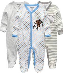 Kiddiezoom Baby Jungen Pyjama, eng-anliegend mit integrierten Schuhen, langarm, Baumwolle Gr. 80, Design3 von Kiddiezoom