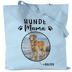 Kiddle-Design Hundemama Tasche Blau Personalisiert Foto Geschenk Hundebesitzer Hundeliebhaber Hundehalter Frau Dog Mom Hundefreund Haustier Jutebeutel von Kiddle-Design