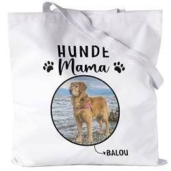 Kiddle-Design Hundemama Tasche Weiß Personalisiert Foto Geschenk Hundebesitzer Hundeliebhaber Hundehalter Frau Dog Mom Hundefreund Haustier Jutebeutel von Kiddle-Design