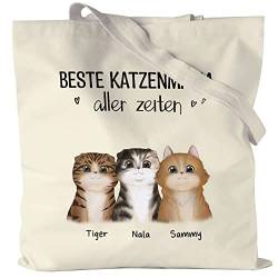 Kiddle-Design Katzenbesitzer Jutebeutel Personalisiert Geschenk für Katzenmama Katzenliebhaber Katzenhalter Frau Cat Mom Katzenfreund Haustier von Kiddle-Design