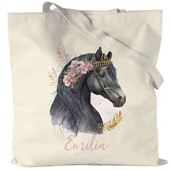 Kiddle-Design Pferde Jutebeutel Personalisiert Mädchen Kinder Pony Pferdemädchen Geschenk Namenskissen mit Namen Pferdemotiv Tasche von Kiddle-Design