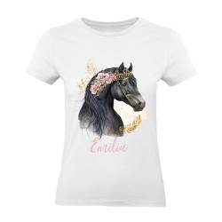 Kiddle-Design Pferde T-Shirt Personalisiert Mädchen Kinder Pony Pferdemädchen Geschenk Namensgeschenk mit Namen Pferdemotiv Reiten Reiterin S von Kiddle-Design