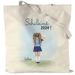 Kiddle-Design Schulkind 2024 Jutebeutel Junge Mädchen Personalisiert Einschulung Schuleinführung Geschenk Einschulungsgeschenk Name & Spruch Stofftasche von Kiddle-Design