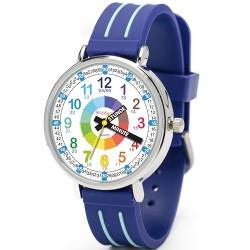 Kiddus Lern Armbanduhr für Kinder, Jungen und Mädchen. Analoge Armbanduhr mit Zeitlernübungen. Zeit Lehrer. Time Teacher. Minuten und Stunden Beschriftet von Kiddus