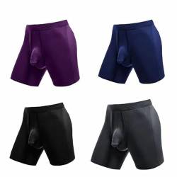 Kidmis 2023 Neueste Herren Boxershorts mit separatem Beutel, Boxershorts Herren Lang Bambus Rayon Atmungsaktiv Weich Männer Unterhosen mit Doppelter Beutel (4 Farben, X) von Kidmis