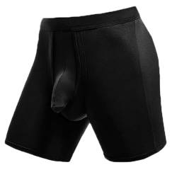 Kidmis 2023 Neueste Herren Boxershorts mit separatem Beutel, Boxershorts Herren Lang Bambus Rayon Atmungsaktiv Weich Männer Unterhosen mit Doppelter Beutel (Schwarz*1, X) von Kidmis