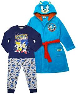 Jungen Sonic the Hedgehog Schlafanzug und Morgenmantel Set Bundle, Sonic Robe & Sonic Blue, 116 von Kids Essentials