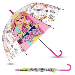 Kinder-Regenschirm, transparenter Stockschirm, Regenschirm für Jungen und Mädchen, POE Brolly für Unisex 3+Y, mit bemaltem Disney-Charakter, Paw Patrol, Rosa (Kuppel), Paw Patrol Pink (Dome), Small von Kids Licensing