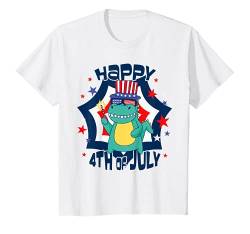 Kinder Happy 4th Of July Boys Baby Trex Dinosaur American Infant T-Shirt von Kids USA 4th Of July Shirts For Boys Toddler Gifts