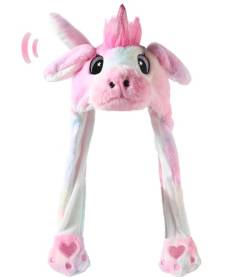 Kidukso Einhorn Ohr Moving Jumping Hat Funny Animal Ear Plüsch Hut Halloween Weihnachten Geschenke Cosplay Party Tie-dye Cap für Frauen Männer Erwachsene, Farbig von Kidukso