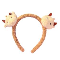3D Gefüllte Plüsch Kuh Stirnband Foto Requisiten Cartoon Faux Lamm Wolle Fuzzy Haar Hoop Party Kopfschmuck Kopfbedeckung Lamm Wolle Haarband von KieTeiiK