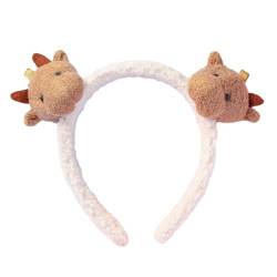 3D Gefüllte Plüsch Kuh Stirnband Foto Requisiten Cartoon Faux Lamm Wolle Fuzzy Haar Hoop Party Kopfschmuck Kopfbedeckung Lamm Wolle Haarband von KieTeiiK